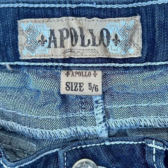 Apollo Juniors Size 5/6 Mid-Rise Blue Embroidered Bermuda Shorts - Picture 7 of 9